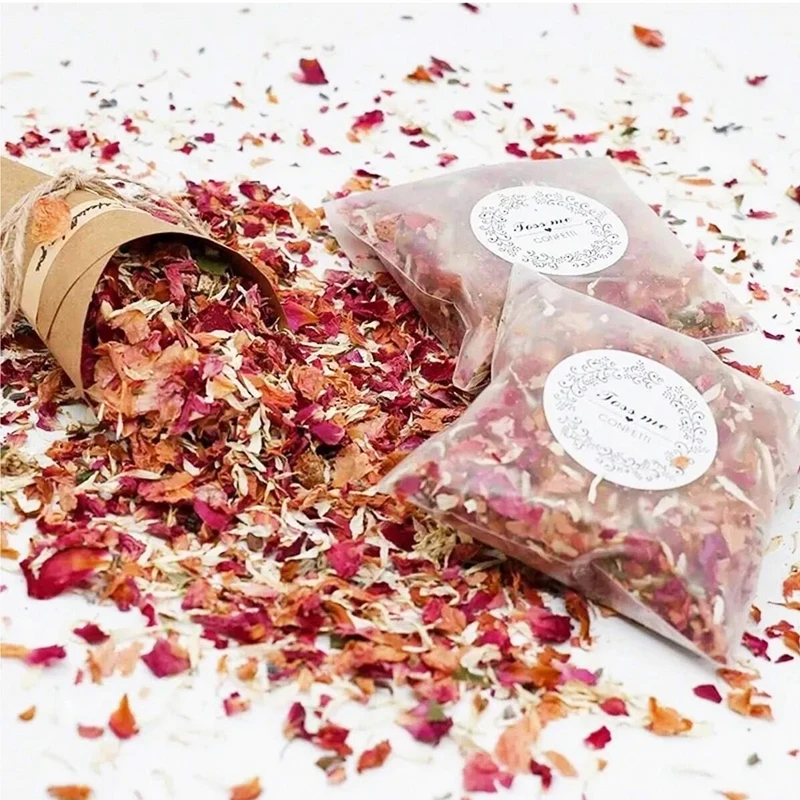 10/20/30/50Packs Wedding Dried Flowers Confetti Natural Rose Petals Birthday Bridal Shower Party Supplies Artificial Decorations