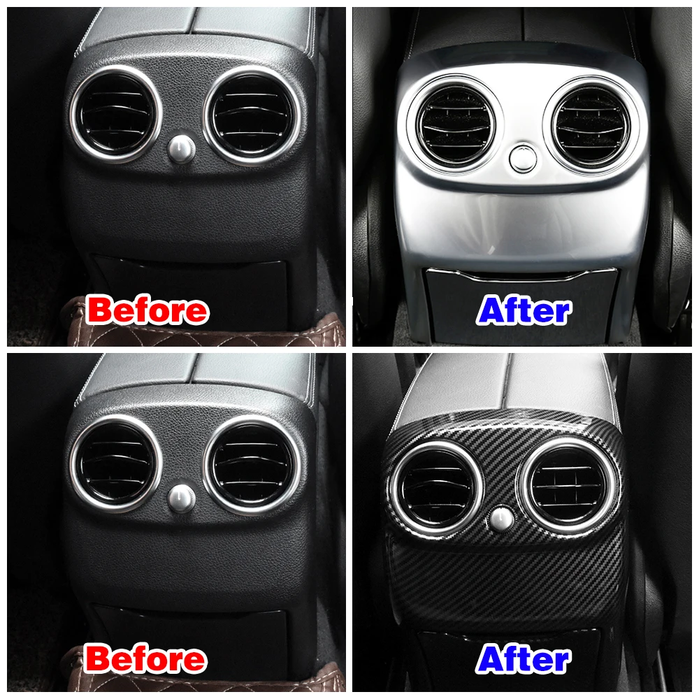 For Mercedes Benz C Class W205 C180 C200 C260 2015 2021 Car Center Armrest Rear Air Outlet Vent Frame Cover Trim Anti Kick Plate