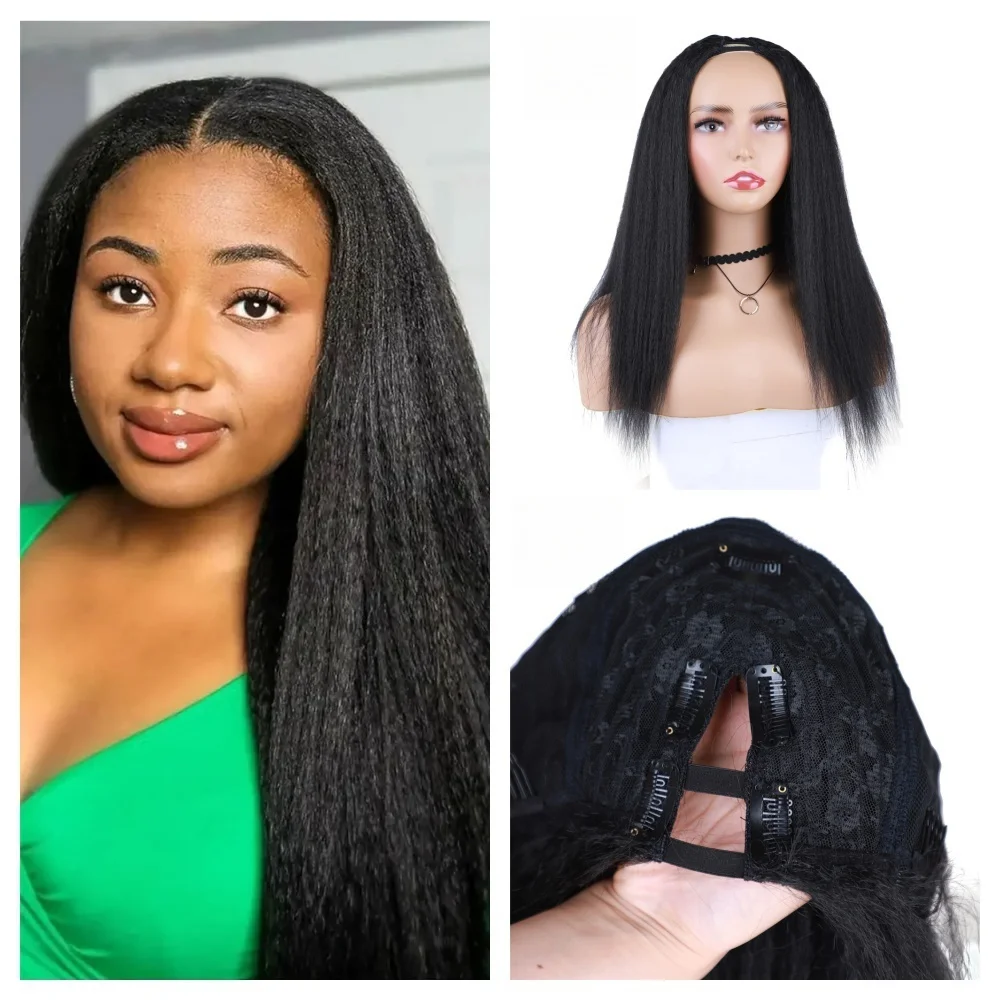 Blice  Yaki Long Kinky Straight Synthetic Cosplay V Part Wigs Heat Resistant Clips-In All Color Available For Women 20Inch