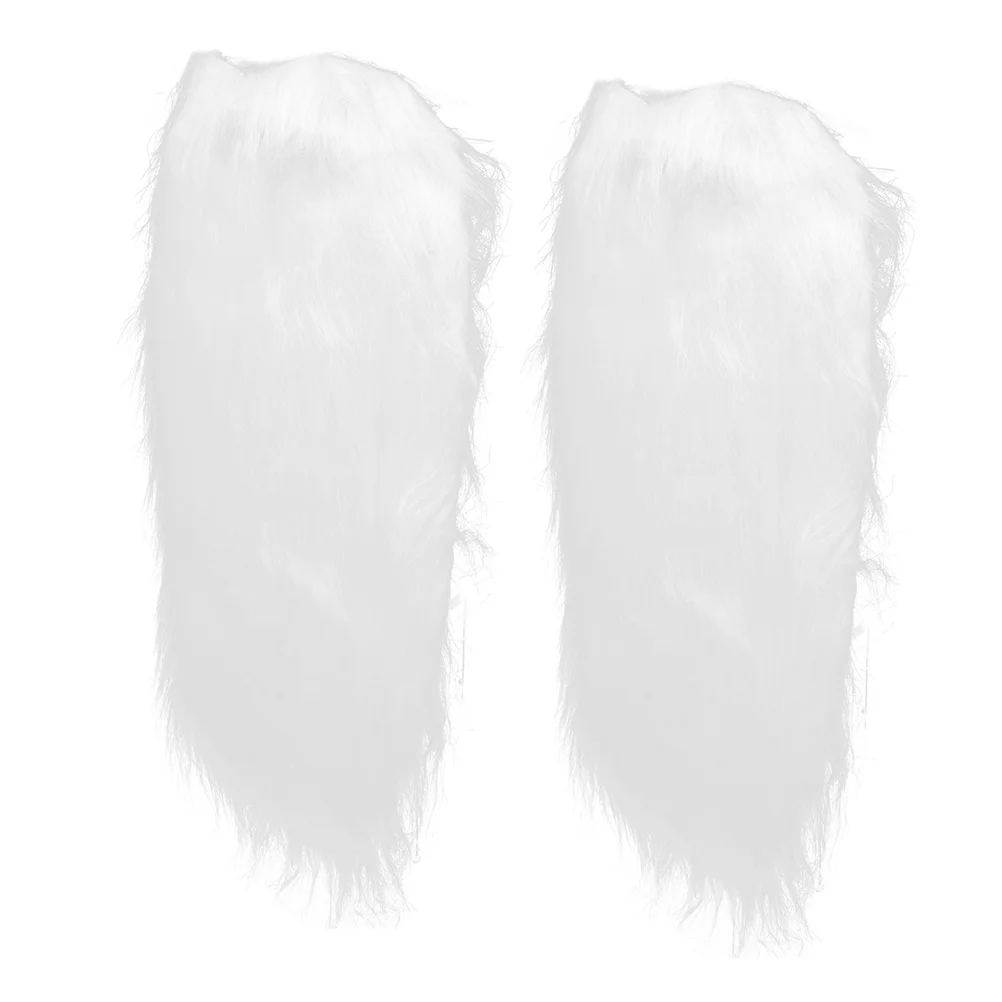 2Pcs White Beard Costume Facial Hair Halloween Party Cosplay Accessories Realistic Faux Beards Complete Set Adult Kids Use