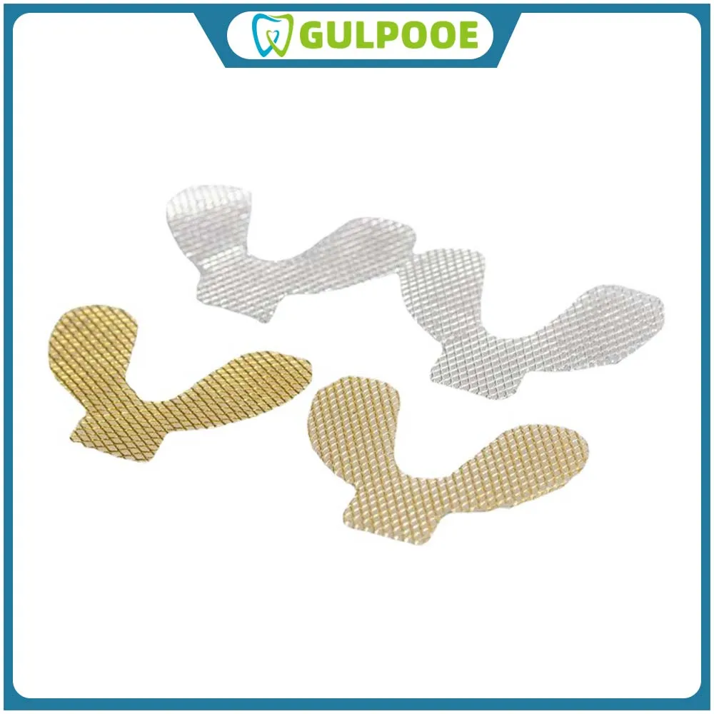 

GULPOOE 20Pcs/Bag Dental Upper/Lower Teeth Impression Metal Net Tray Golden/Sliver Palatal Reinforcement Mesh Denture Tool