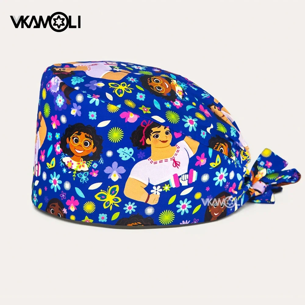 cartoon girl print scrub cap nurse cap doctor lab work cap operating room surgery nursing scrub hats for women gorro enfermera