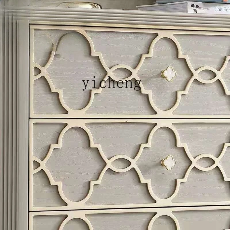 

light luxury 5 chest cabinet foyer decorative storage cabinet bedroom solid wood locker tracing Phnom Penh