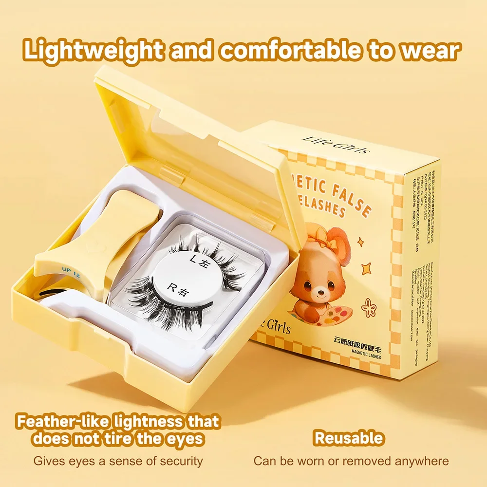 Cílios magnéticos finos e finos – conforto leve tipo nuvem, conjunto de cílios postiços reutilizáveis com estilo coreano natural e drama