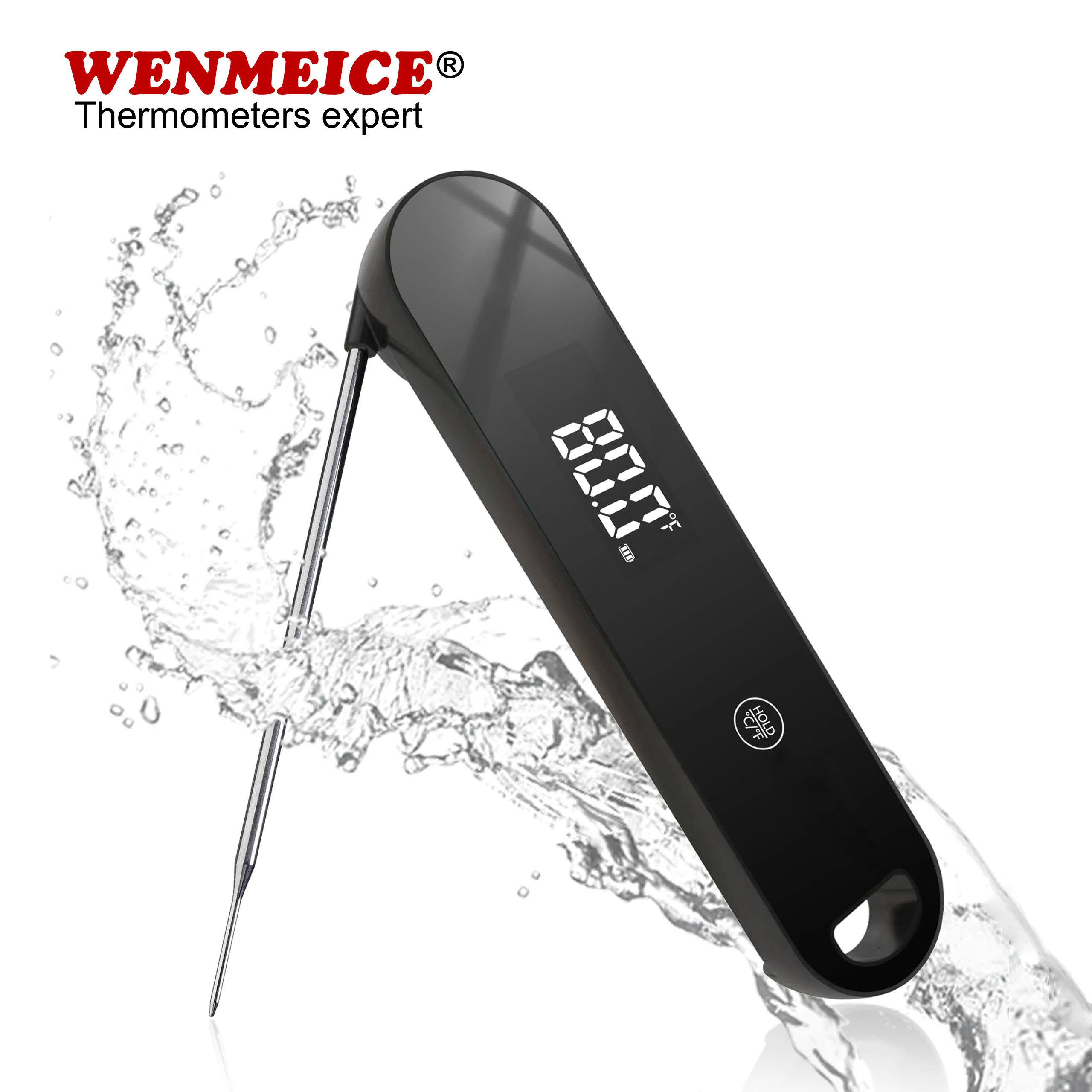 WENMEICE Meat Thermometer 0.5S Instant Read Digital Thermometer for for Cooking BBQ Grill Smoker Turkey Baking Oven Thermometer