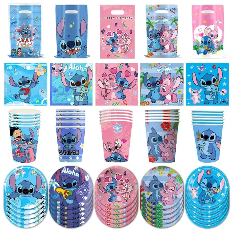 

Disney Lilo and Stitch Birthday Party Decoration Girl Boy Disposable Tableware Paper Cup Tablecloth Plate Candy Bag Kit Supplies