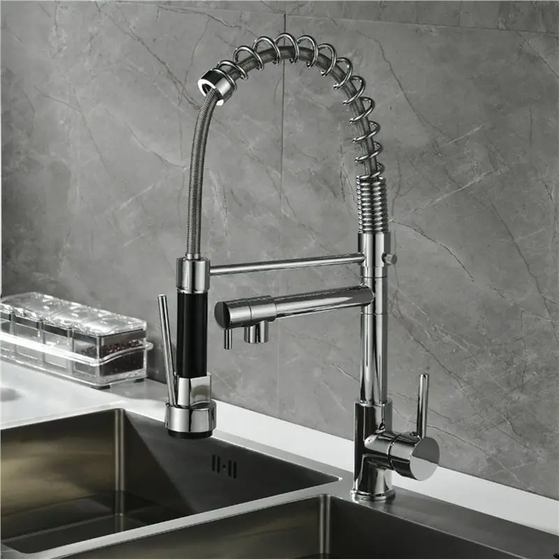 Commercial Style Kitchen Faucet With Pull Down Sprayer Dual-Mode Sprays Swivel Spout For Kitchen Sink A-AT30