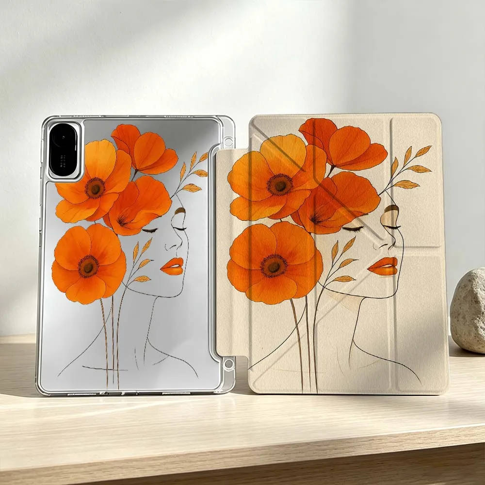 

Face Art Flower Pattern Soft For Xiaomi Mi Pad 8 7 6 5 Pro Redmi Pad SE 2 Poco Pad Foldable 3Y Tablet Case