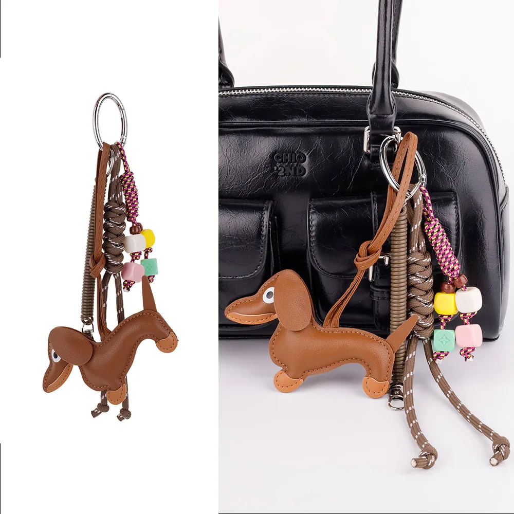 العصرية هدية لطيف السجق الكلب المفاتيح الجلود المنسوجة حبل مكافحة خسر الأمتعة علامة حقيبة السيارة العرافة الرجال النساء الإكسسوارات الهدايا