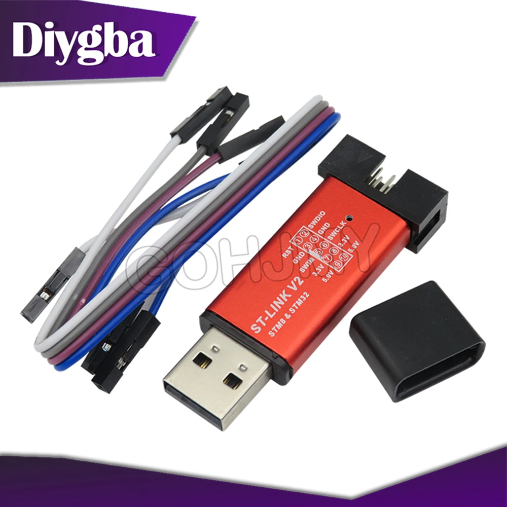 ST-Link V2 Mini STM8 STM32 Simulator Download Programmer Programming With Cover DuPont Cable