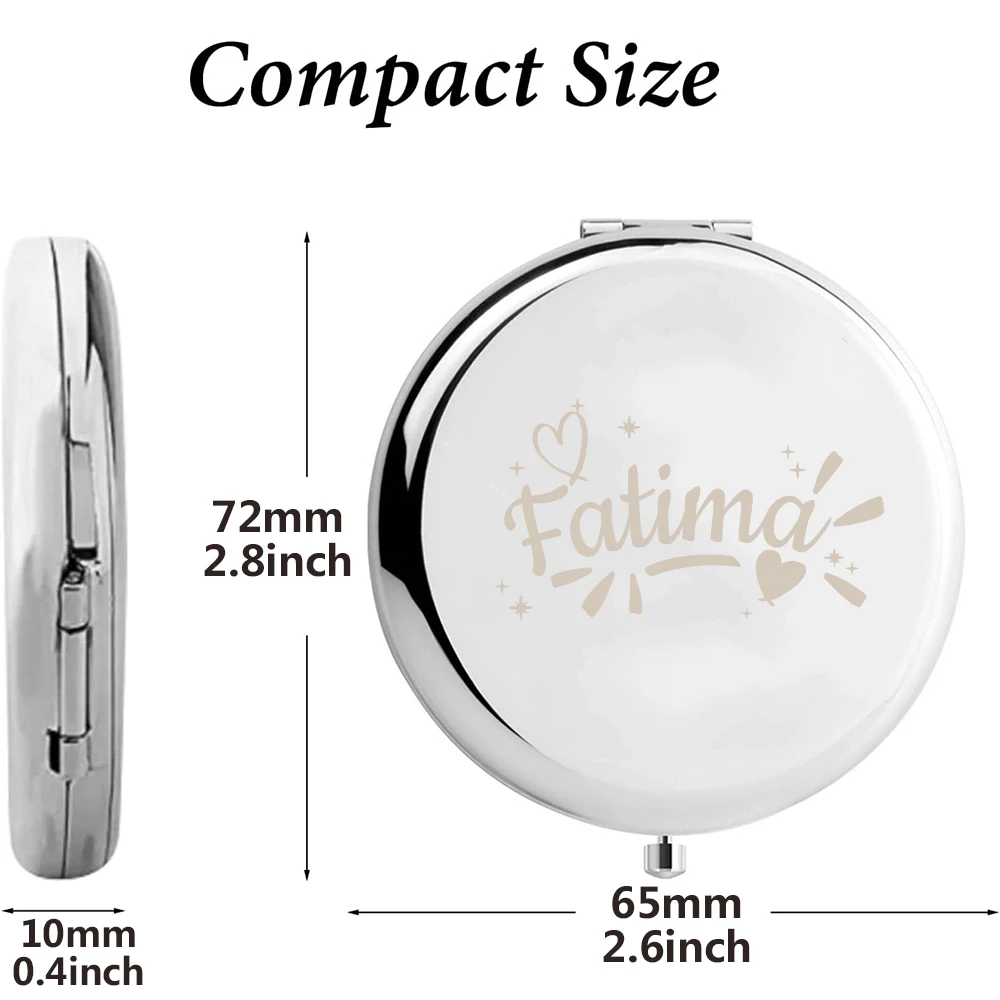 1 قطعة الحب الإبداعي مع ضوء مخصص اسم مرآة مع اسم مرآة لوضع مساحيق التجميل مرآة جيب مرآة قابلة للطي هدايا الزفاف الضيوف
