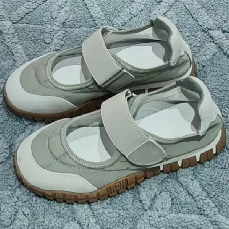 spring and summer new retro round head color matching Mary Jane shoes women's fashion casual Velcro light mouth single shoes