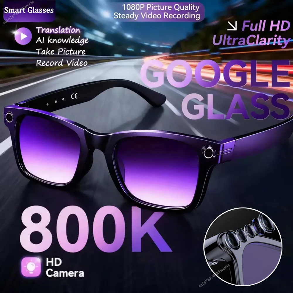 

New 800W Camera AI Glasses Men Color-Changing Smart Translation Glasses Photo Video Recording Waterproof Call Smart Sunglasses