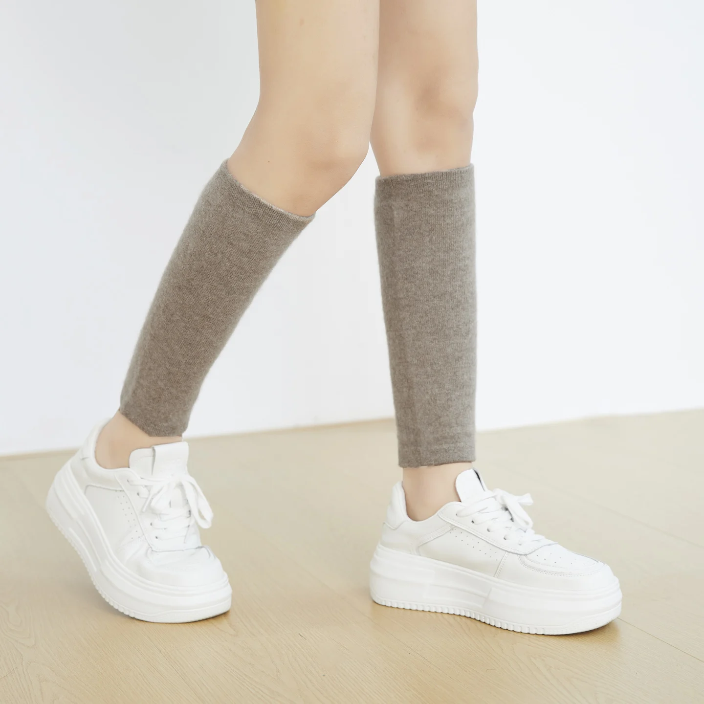 Genouillères sans couture en tricot pur cachemire pour dames, monochromes, imitées, protection des mollets, mode, automne et hiver