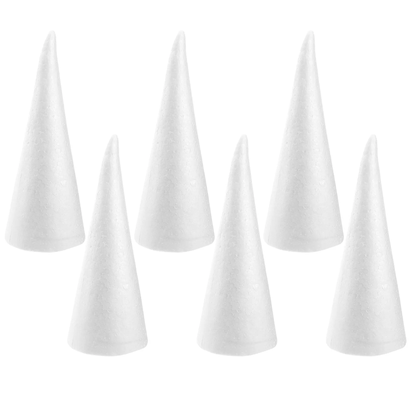 

6Pcs White Foam Cones for DIY Crafts Polystyrene Craft Cones for Christmas Tree Decor Holiday Centerpieces Cake Stands Flower