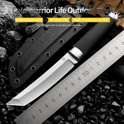 High quality 440 steel outdoor knife fixed blade wilderness survival knife men's gift rescue knife hiking hunting knife