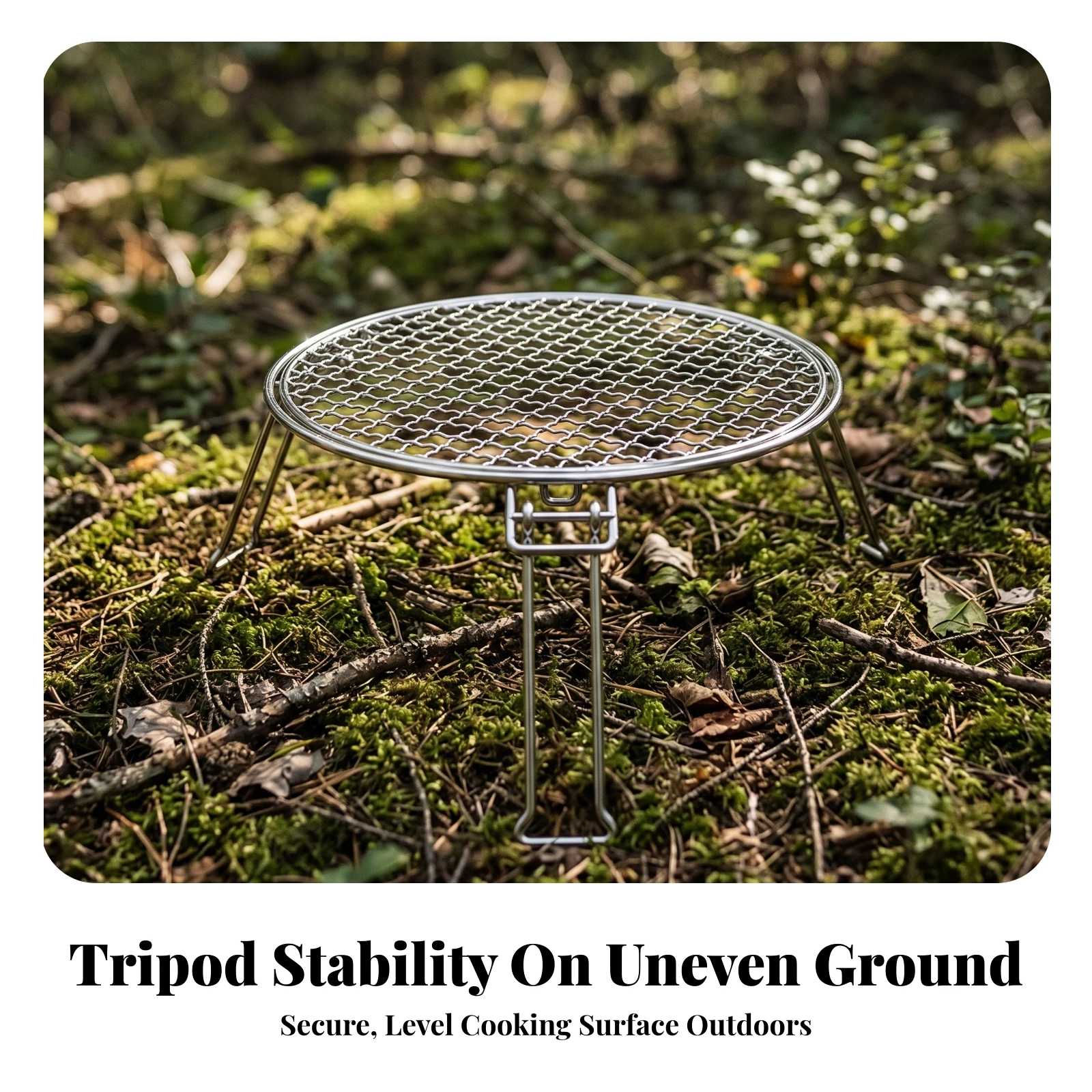 Folding Barbecue Grill Foldable Grill Rack with Legs Camp Cooking Grate Portable Campfire Cooking Rack Compact for Campers