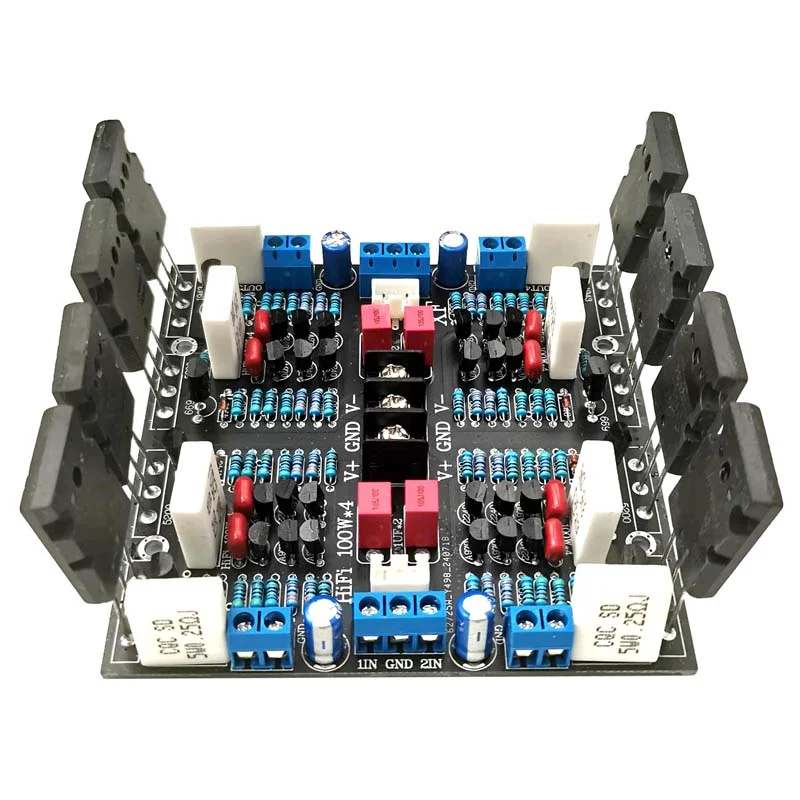 Low Voltage Version 4 Channel DC 10 - 60V 2SC5200+2SA1943 4X100W Stereo 400W Tube HIFI Audio Power Amplifier Board