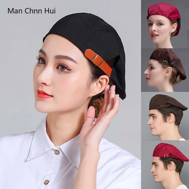 Restaurant Women Kitchen Hat Catering Hotel Man Chef Hat Canteen Cooking Caps Bakery Waiter Work Hats Adjustable Berets