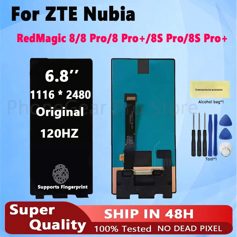 New Orig 120HZ Super AMOLED For ZTE Nubia RedMagic 8 8Pro NX729J LCD Display Screen Digitizer Assembly For RedMagic 8S Pro+ Plus