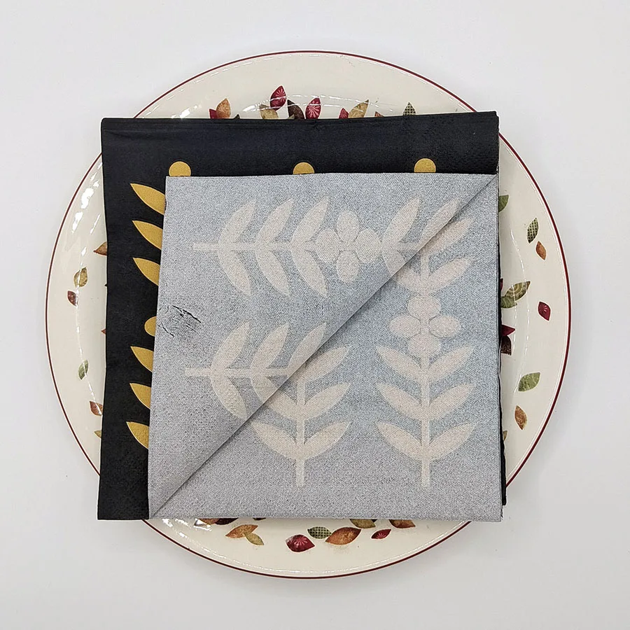 Tovaglioli di lusso neri e dorati a 2 veli 13x13", tovaglioli per cene formali per decorazioni natalizie per matrimoni, confezione sfusa da 10/20 pezzi