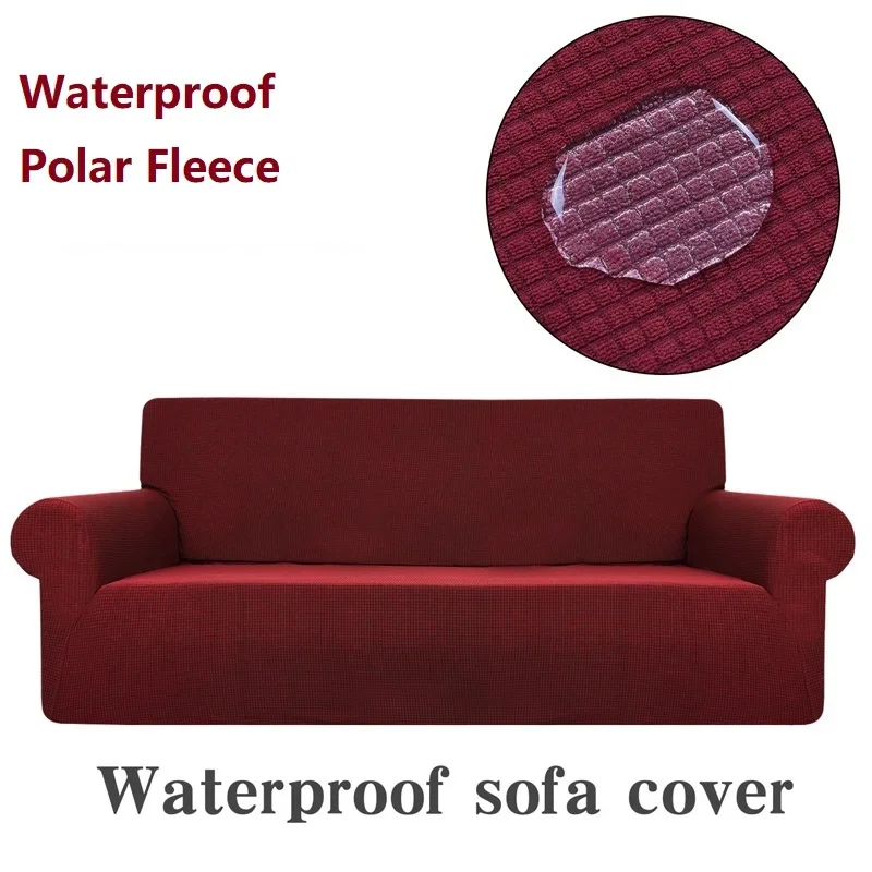 

Thicken Polar Fleece Waterproof Sofa Cover Elastic All-inclusive Couch Covers for Living Room Four Season Slipcover Universal