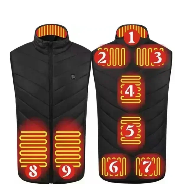 17-gebieden zelfverwarmend vest Vier schakelaarbediening Heren Verwarmingsjas USB Elektrisch verwarmde kleding Dames Thermisch vest Warme winter