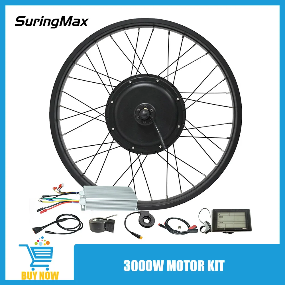 3000W Fat Hub Motor Kit for Electric Bicycle, Bike Conversion Set, E-bike, 45H, 72V, 80A, 100A Controller, 26x4, 175mm