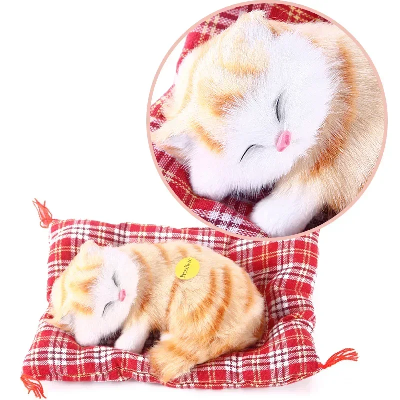 Lovely Simulation Animal Doll Stuffed Toys Plush Sleeping Cats Toy with Sound Kids Toy Decorations Birthday Gift For Children