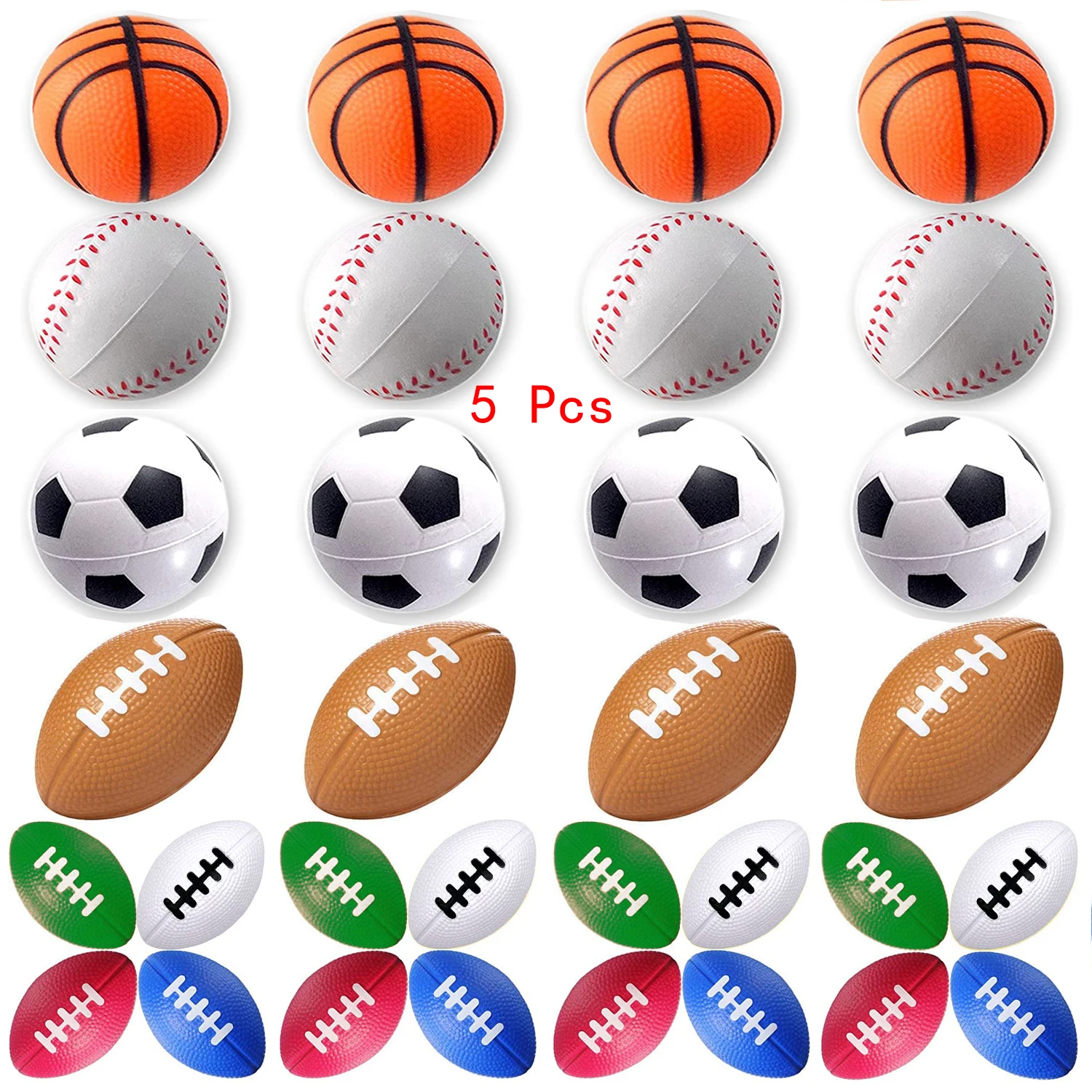 5 Pcs Novelty Funny 4cm Foam Mini Rugby Ball PU Soccer Squeeze Slow Rebound Decompression Toys Children Squeeze Venting Toys