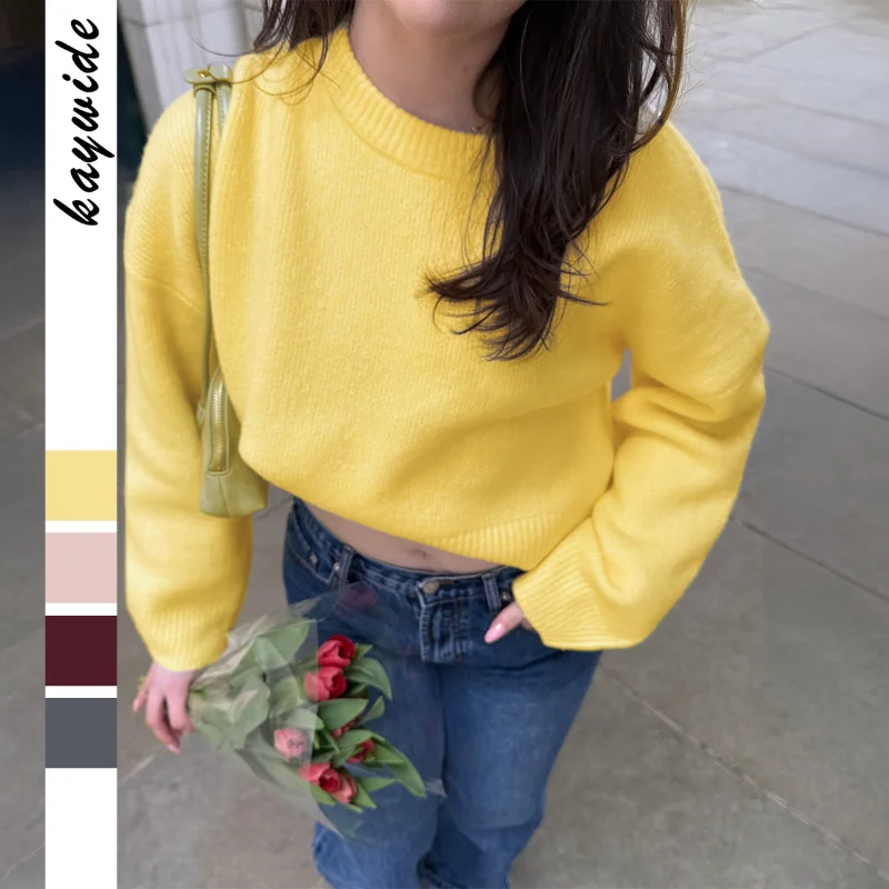 

Casual Vaion Woolen Long-sleeved T-shirt Sweater for Women 2025 Autumn and Winter