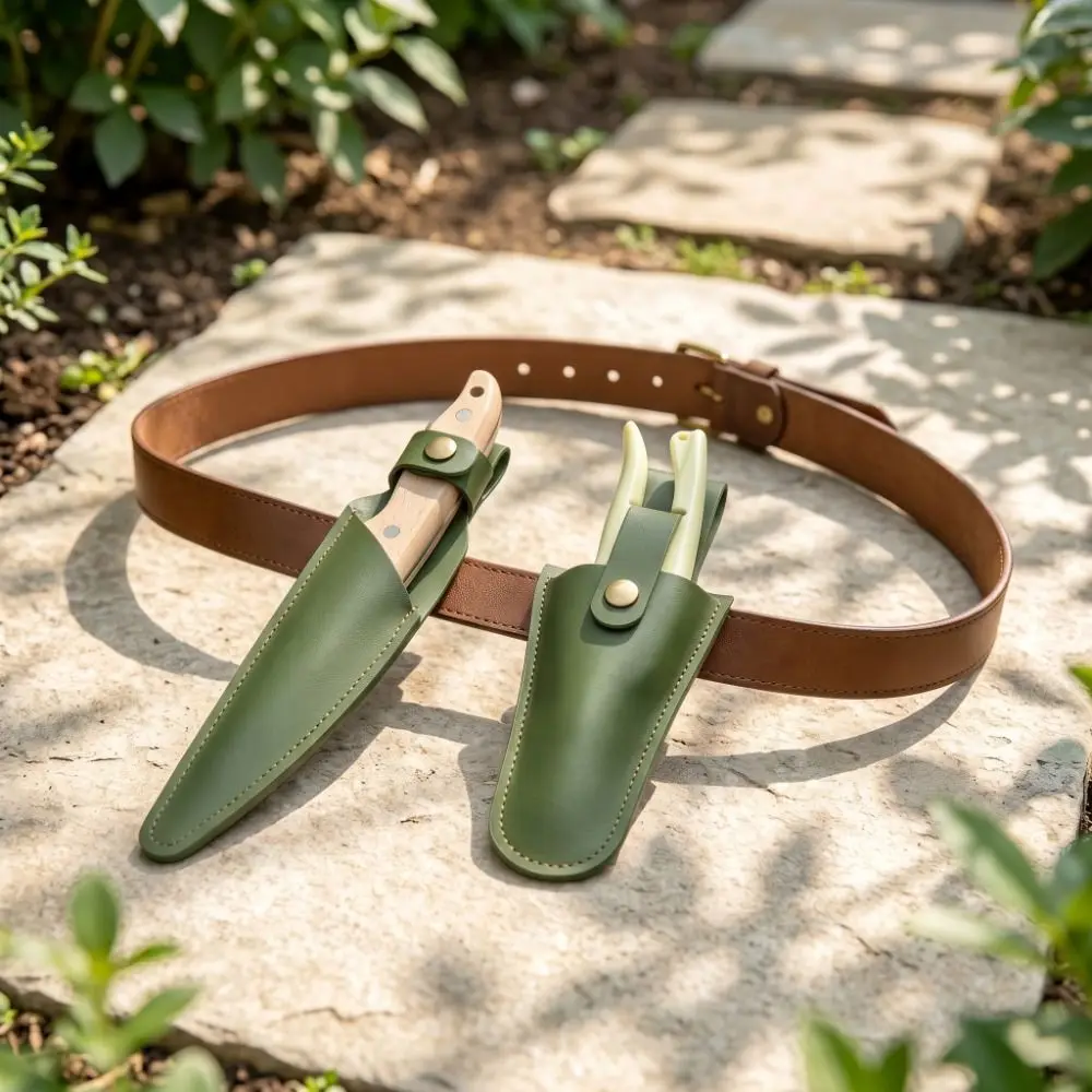 PU Leather Cutter Storage Bag Protective Cover Belt Loop Leather Pliers Cover Button Buckle Portable Pruning Shears Pouch