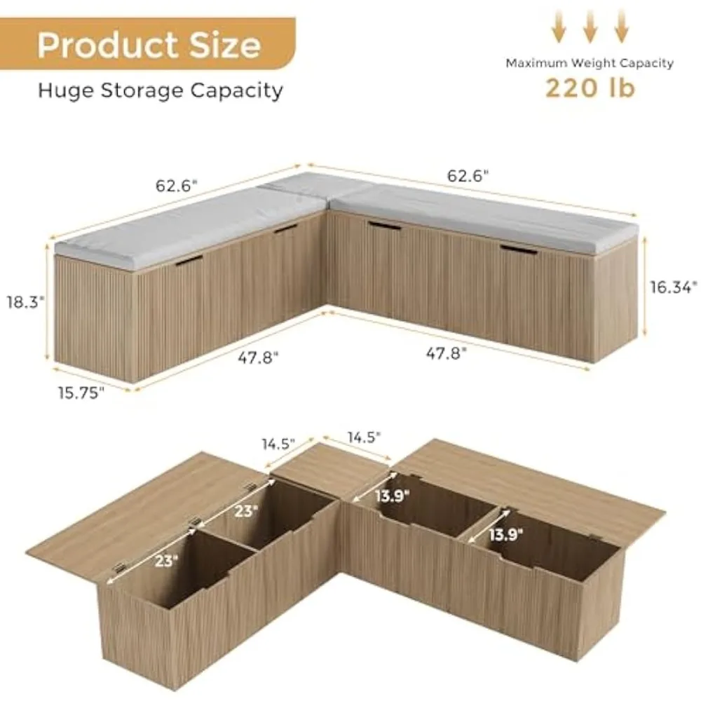 مقعد تخزين زاوية مع وسادة لتناول الطعام في المطبخ #2