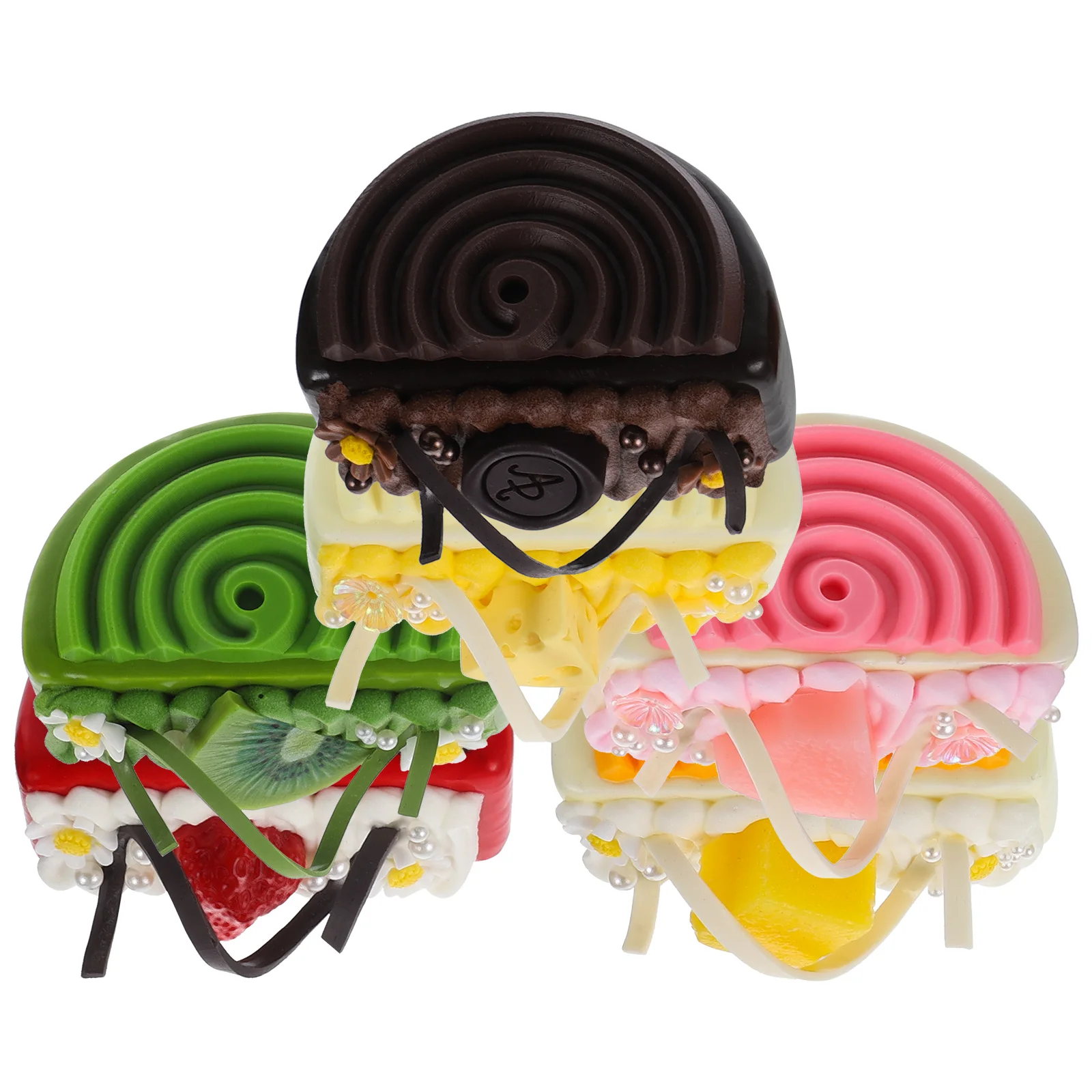 

6 Pcs Simulation Cake Decorations PVC Artificial Sweet Models Home Kitchen Party Supplies Pink White Coffee Green ange Red Color