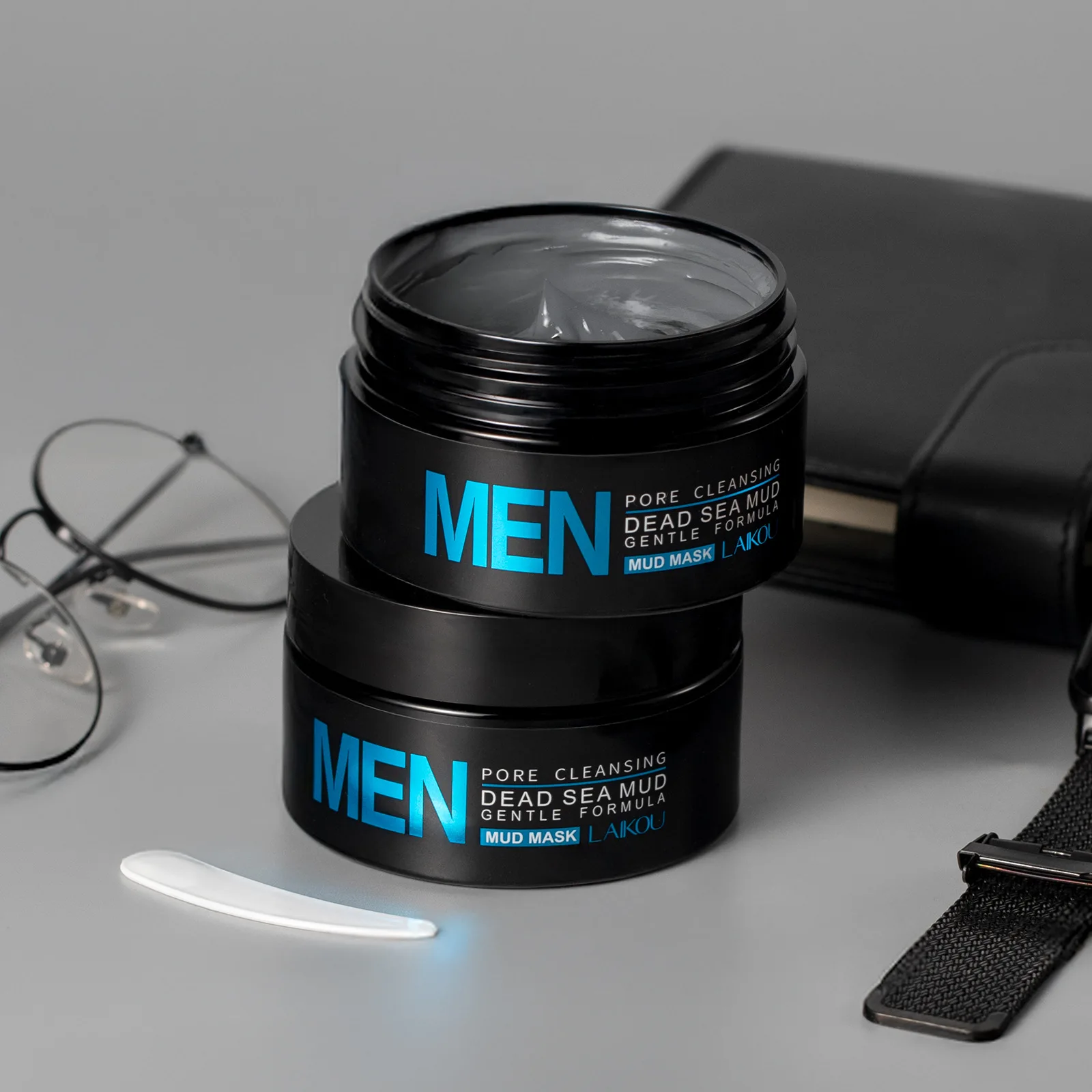 LAIKOU Men Dead Sea Mud Mask 100g Deep Cleansing Clay Mask for Face Oil Control Blackhead Pore Minimizing Purifying Hydrating