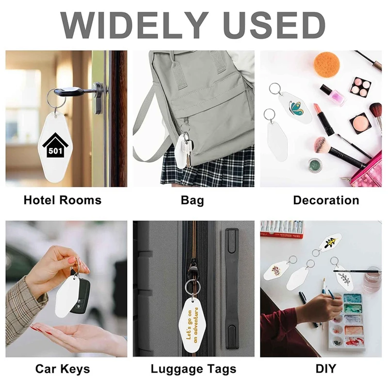 PWS 50Pcs Blank Motel Keychain Bulk With Key Rings,Vintage Hotel Keychains Key Tag For Vinyl DIY Crafts