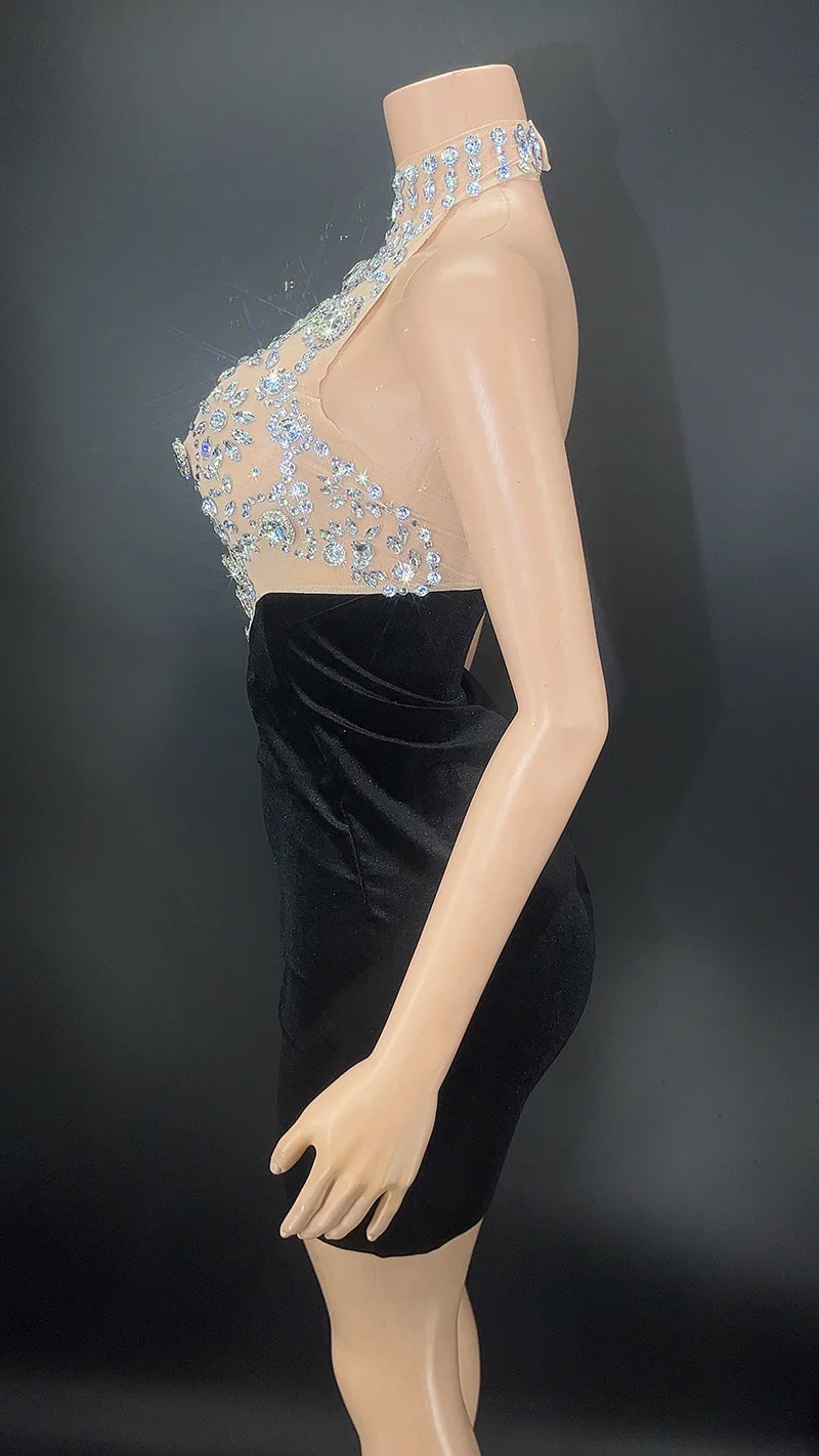 Bling Diamond Halter New Fashion Women Party Mini Dress Abiti da sera di lusso Abiti per le donne Party Abito da prestazione di fascia alta
