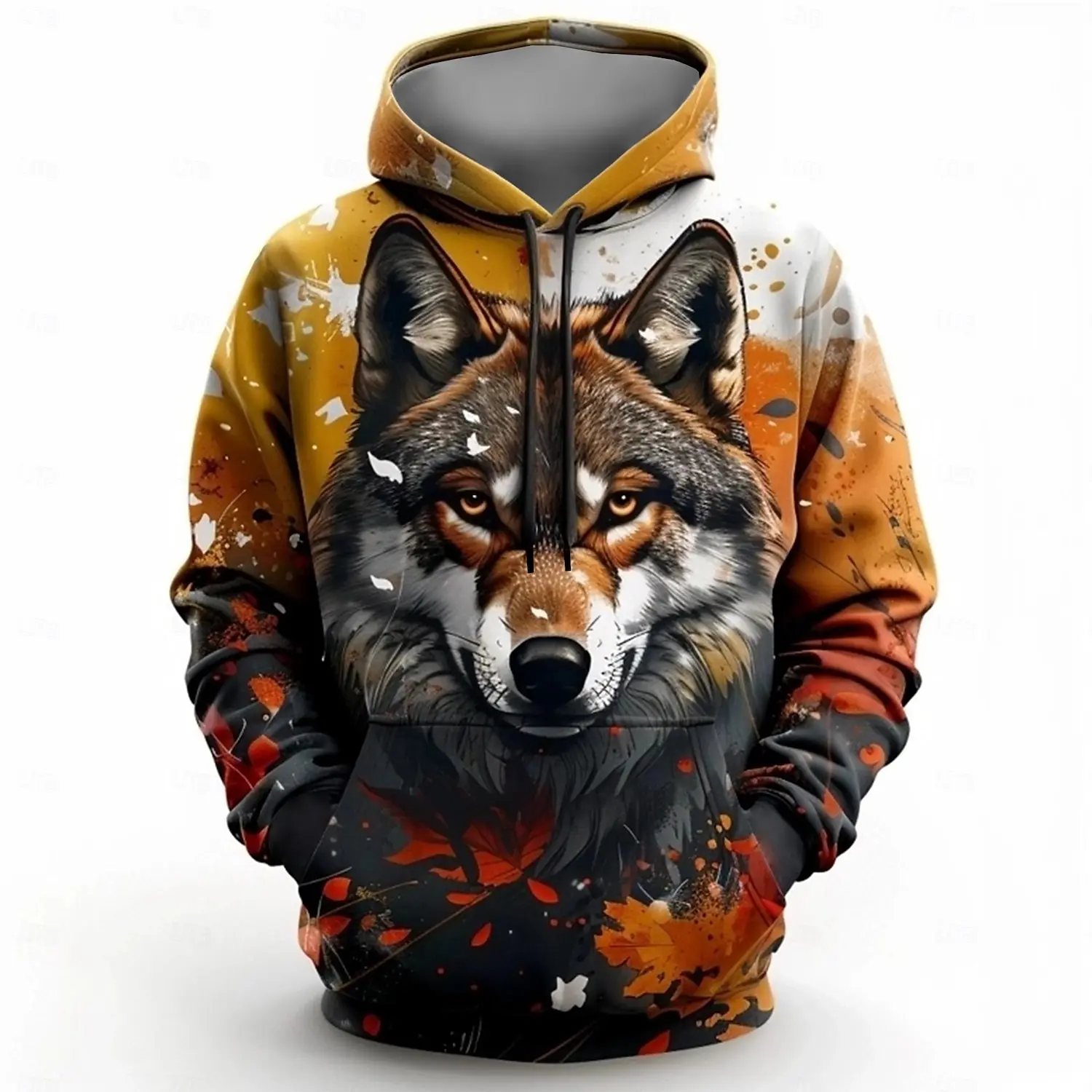 Sudaderas con capucha divertidas con diseño de lobo en 3D para hombre, Tops con estampado de animales de tendencia Hip Hop, jersey de gran tamaño, sudaderas informales de otoño, ropa para hombre