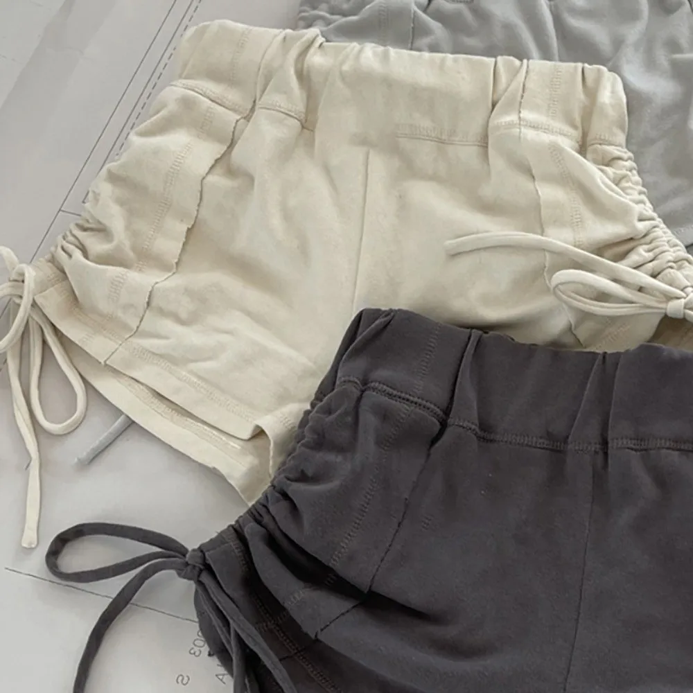 

Drawstring Slim Sports Pants Slim Fit High Elastic Woman Short Pants American Style Pajamas Pants Summer Casual Shorts Sports