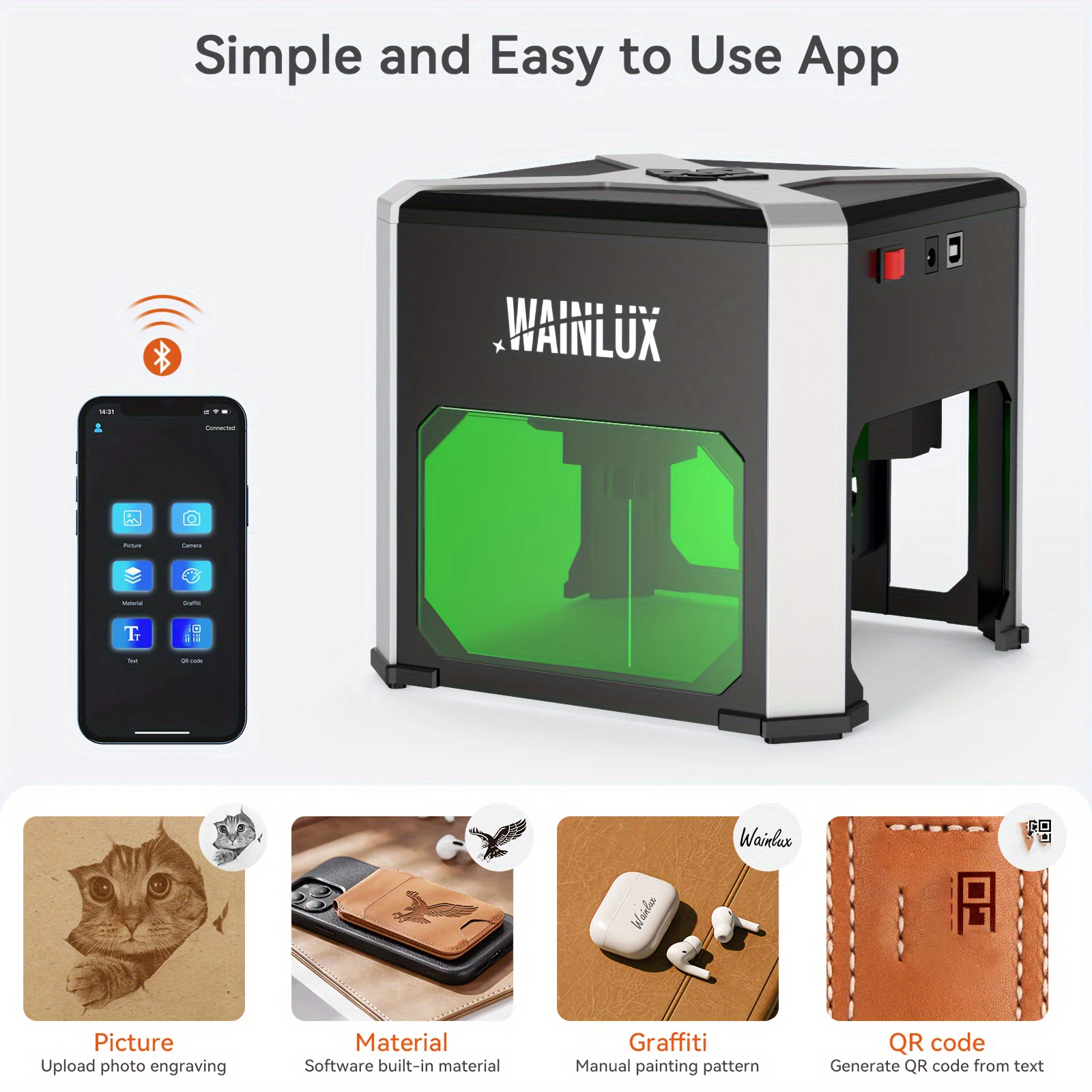 WAINLUX K6 Pro, 3000mW Laser Engraving Machine, 0.05mm Accuracy, BT Connection Portable Mini Laser Cutter Engraver, DIY Art