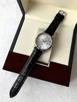 Reloj para hombre, relojes de negocios de marca, calendario resistente al agua, correa de cuero, relojes de pulsera de cuarzo para hombre (come con caja y batería de repuesto)