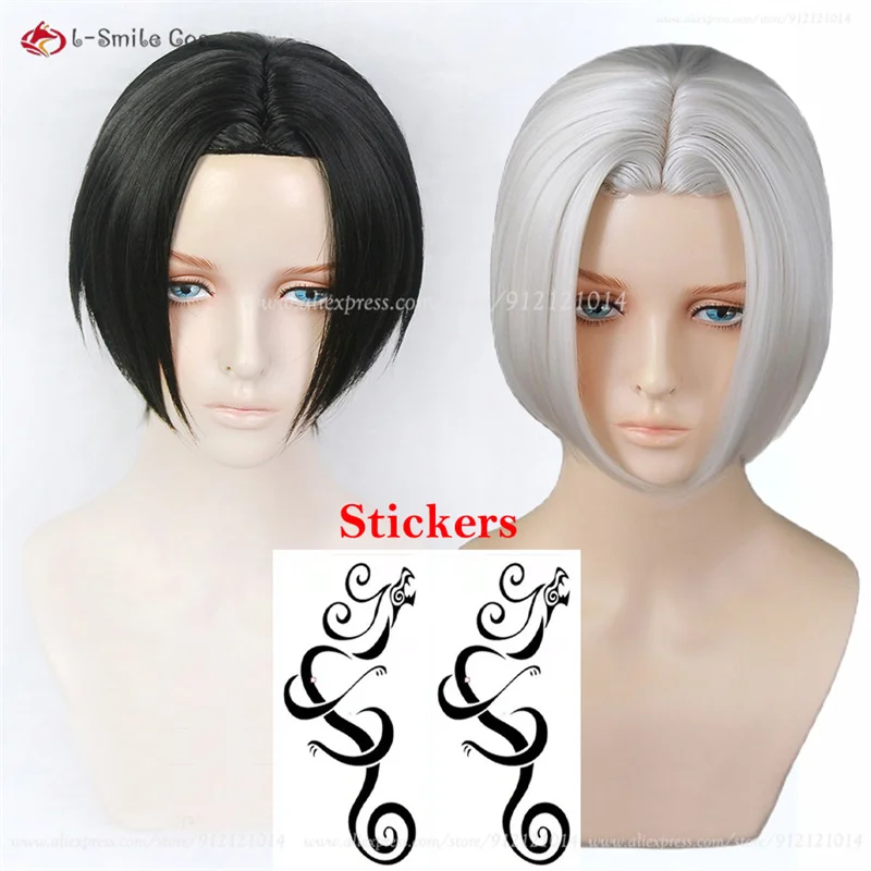 In Stock 2 Types Manjiro Sano Cosplay Wig White/Black Short Manjiro Sano Wig With Tattoo Stickers Heat Resistant Hair + Wig Cap