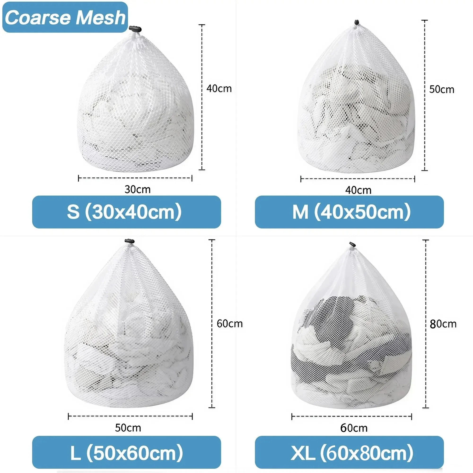 Commercial Mesh Laundry Bag Sturdy Mesh Drawstring Closure Ideal Machine Washable For Factory University Dorm Condo Residents