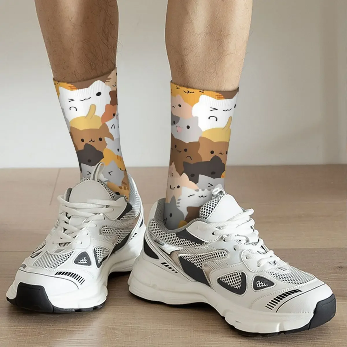 Sweet Happy Cub Kittens - Cats Pattern Socks Harajuku Super Soft Stockings All Season Long Socks for Man Woman Birthday Present