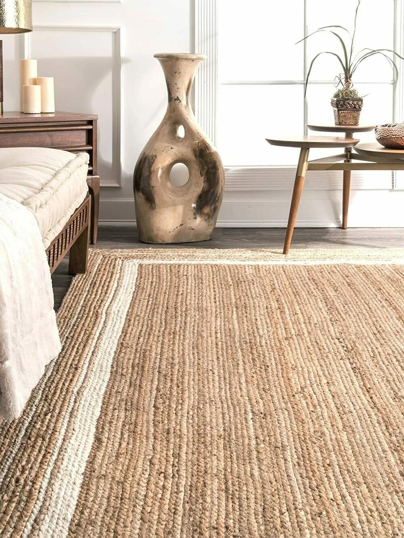 

Jute Rug Square Shape Carpet Handmade Braided 2x2 Feet Modern Rustic Look Rug Area Rug for Living Room