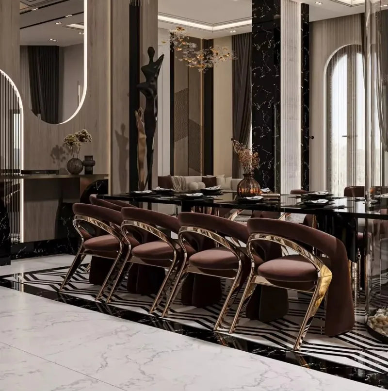 Arrival Shiny Gold Stainless Steel Restaurant Chair Velvet Upholster Dining Chair Chair Hotel Home