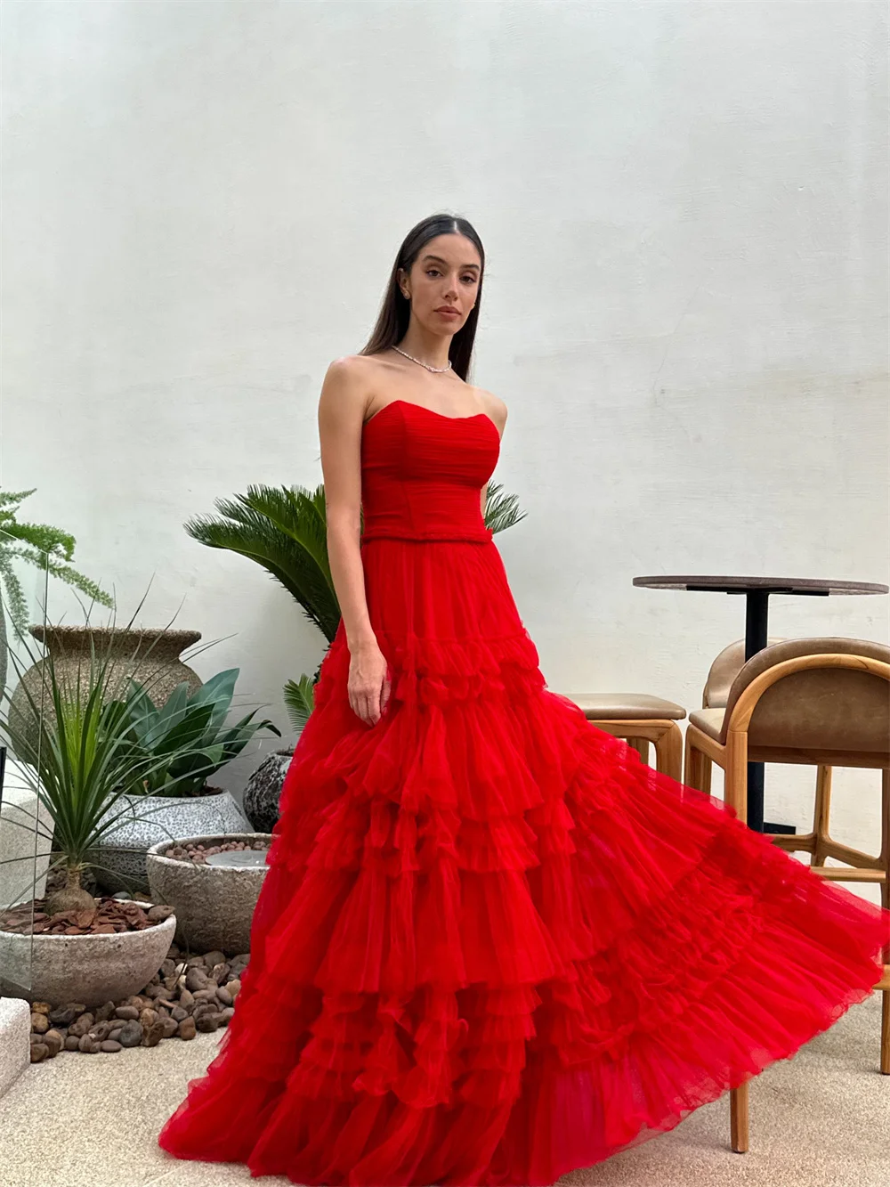 Annie Sweet Red Prom Dresses Luxury Handmade Tulle Evening Dresses Special Occasion Formal Elegant Party Dress Robes De Soirée