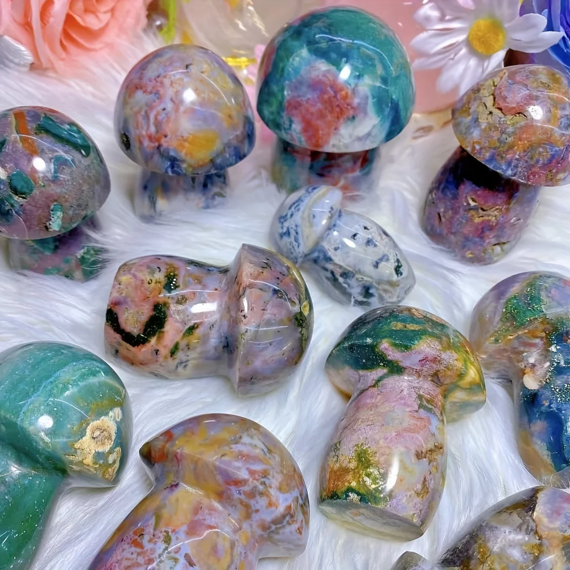 فطر اليشم البحري الطبيعي، حجر مصقول، حجر النخيل، كريستال، حشو خزان الأسماك. #3