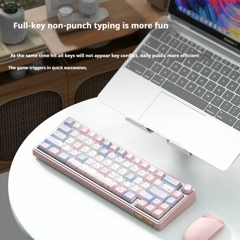 Rk R65 Wireless Mechanical Keyboard Tri Mode 2.4g/Bluetooth Wireless Keyboard 66 Keys Hot Swap Rgb Backlight Customized Keyboard