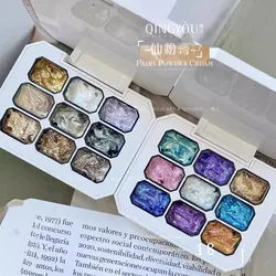 QINGYOU 9 Colors/Set Nail Fairy Powder Paste Nail Art Glitter Cream 3D Modeling Glue